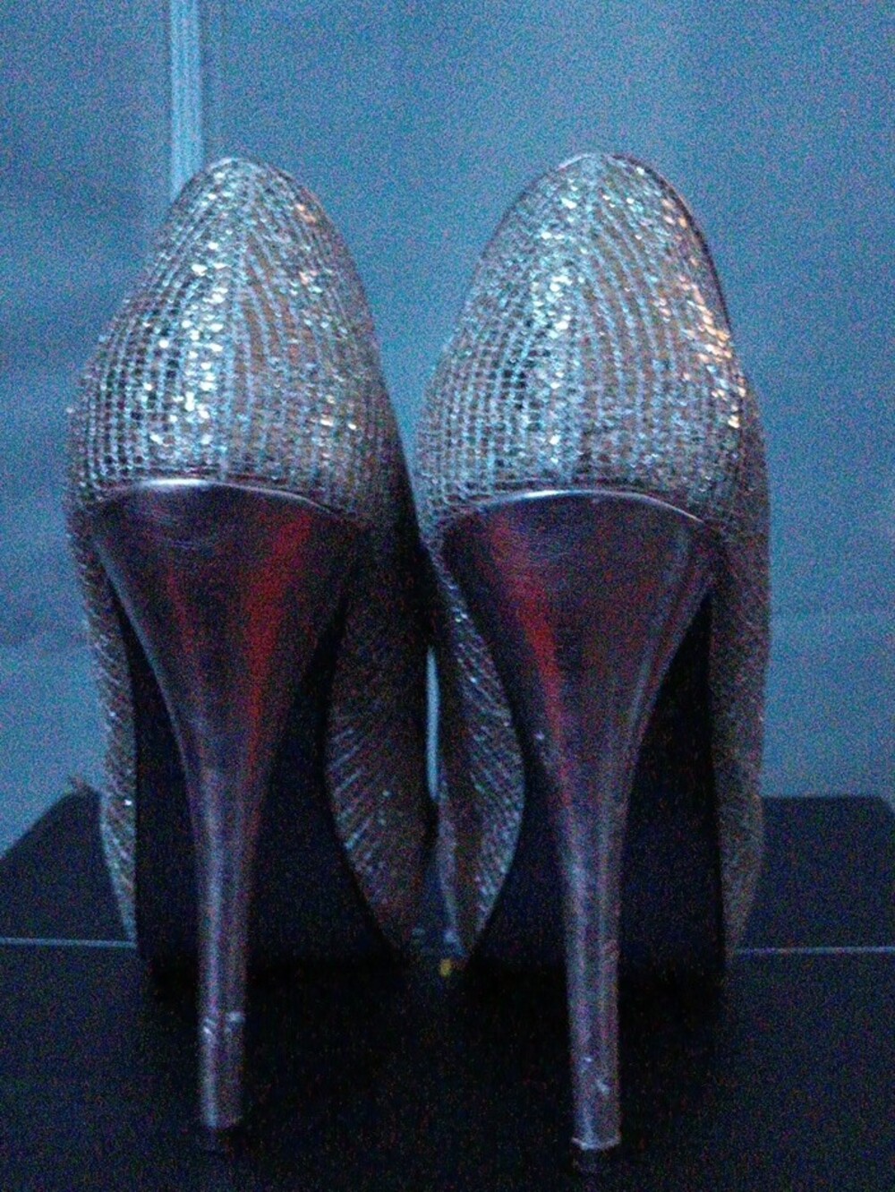 Women's Glitter Peep-Toe High Heel Pumps - Gold - Picture 4 of 5